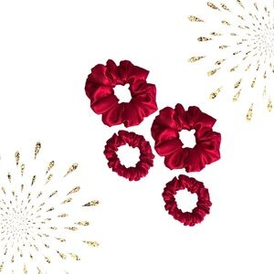 Elegant Red Satin Scrunchies Set